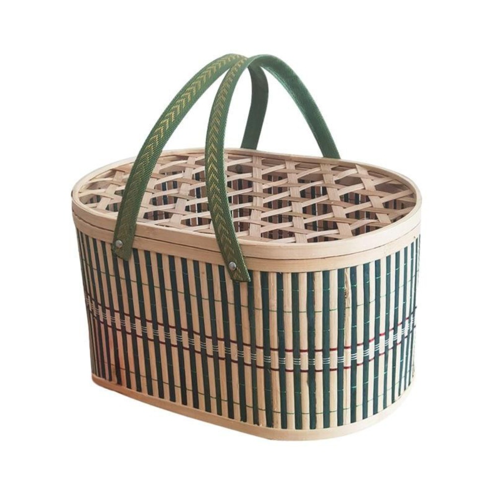 Food Snacks Gifts - Dayanıklı El Yapımı Bambu Sepet Kapaklı