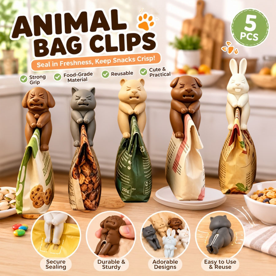Food Snacks Gifts - 3D Hayvan Figürlü Atıştırmalık Poşeti Klipsleri
